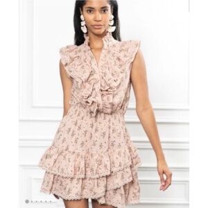 The Shirt by Rochelle Behrens Floral Ruffle Mini Dress in Off White sz XL